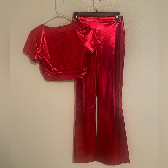 NWT Red metallic top & pant set - Picture 9 of 11